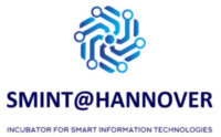 Smint @ Hannover Logo, blue swirl and title text